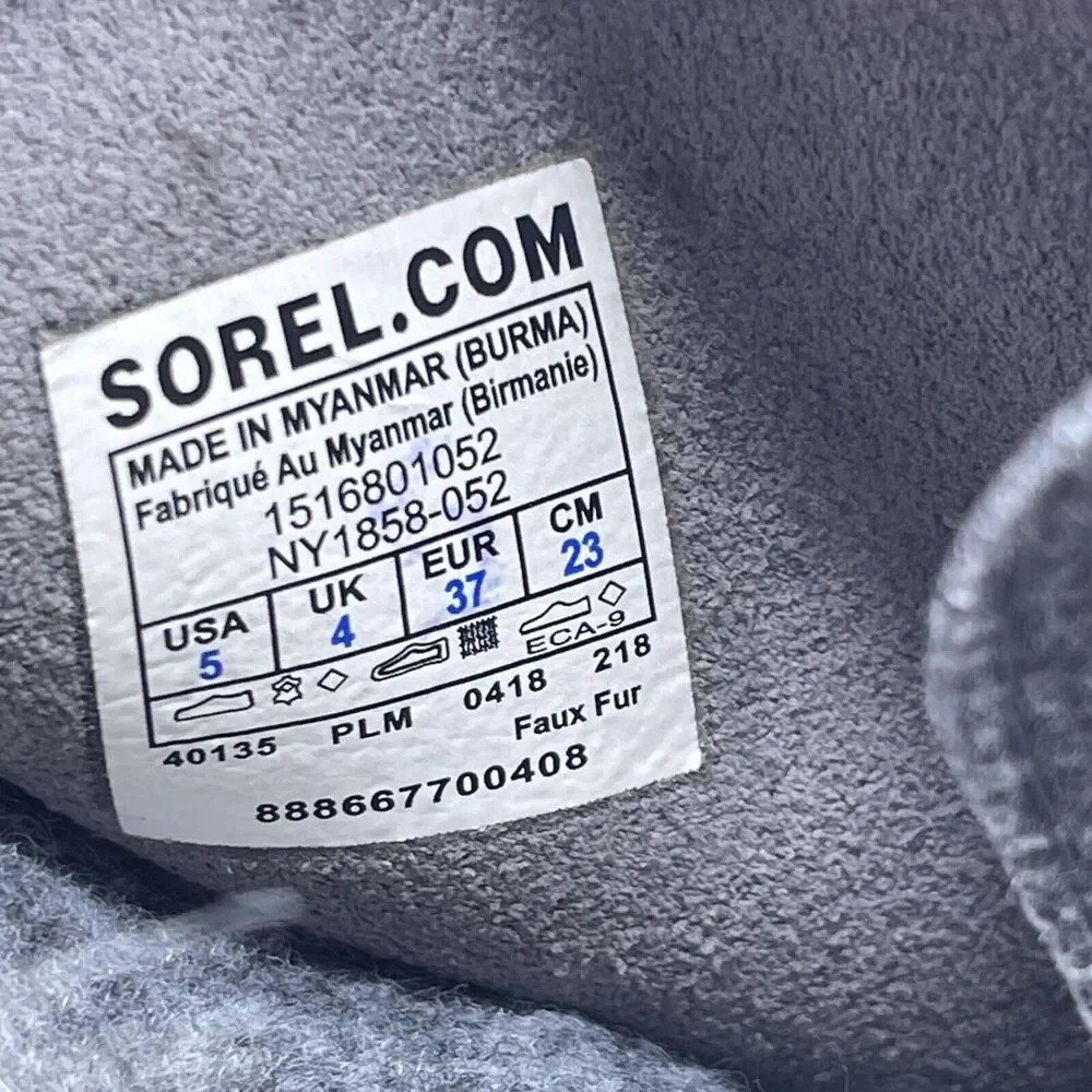 SOREL Joan of Arctic Winter Boots Women Sz 5 Gray Faux‎ Fur Insulated Waterproof